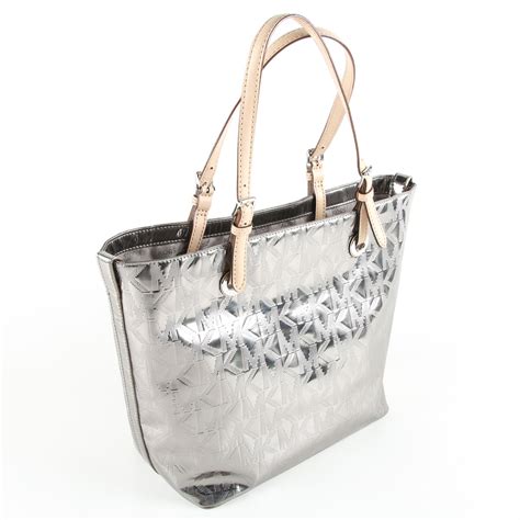 ebay silver michael kors purse|Michael Kors silver tote bag.